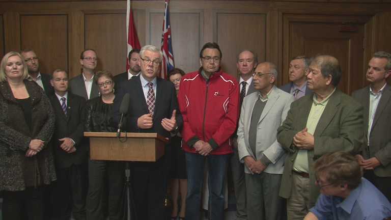 Premier Greg Selinger addresses the media. File- Winnipeg Free Press