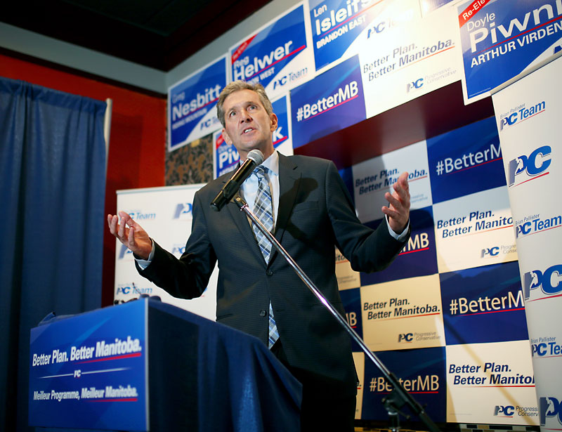 Brian Pallister in Brandon as his campaign launches. -Brandon Sun. File. 2016